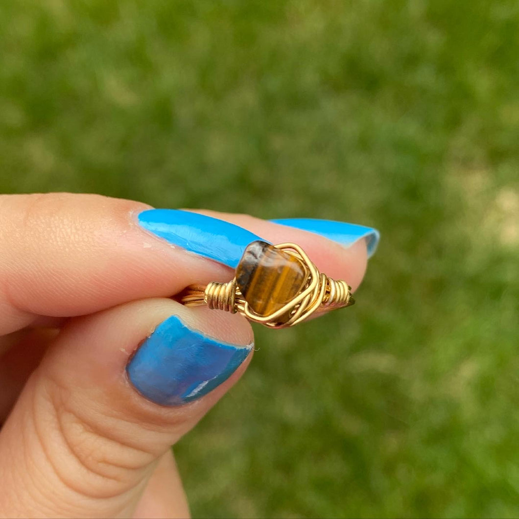 Tiger's Eye Crystal Ring