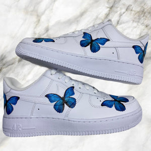 Blue Butterfly Nike Air Force 1 Shoes