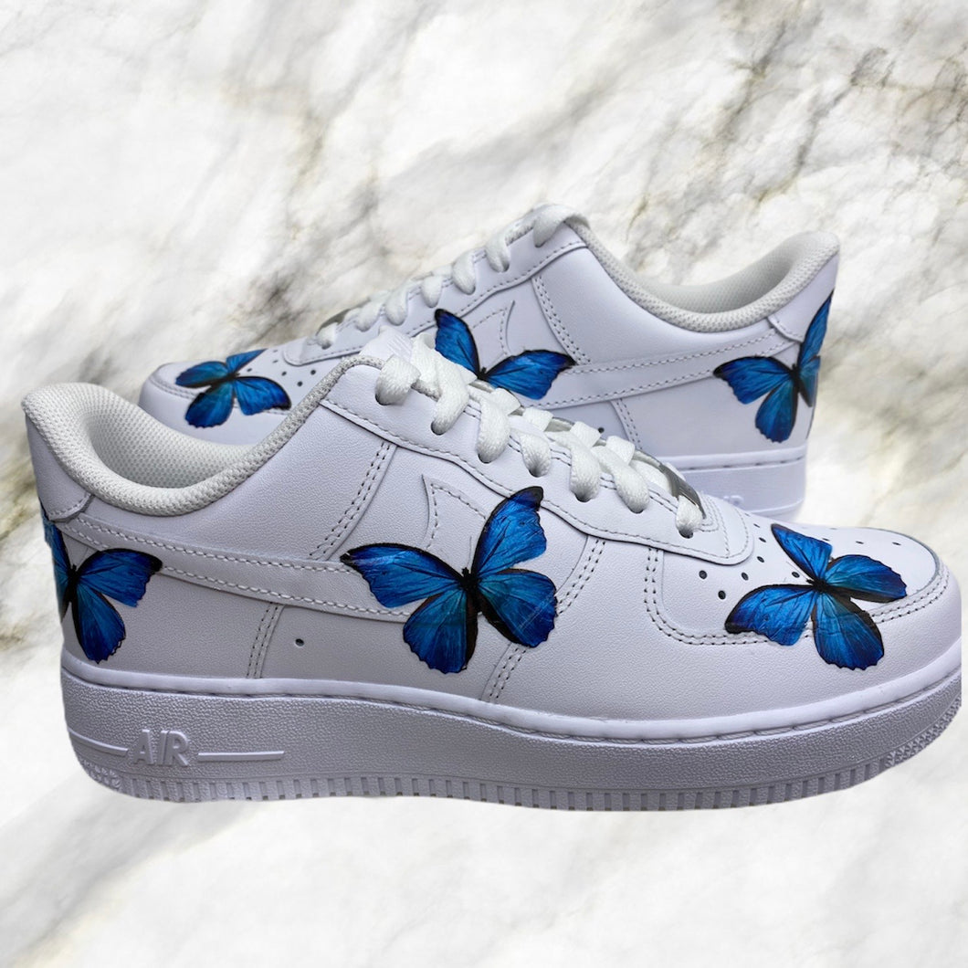 Blue Butterfly Nike Air Force 1 Shoes