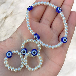 Pearl Evil Eye Bracelet, Anklet & Ring