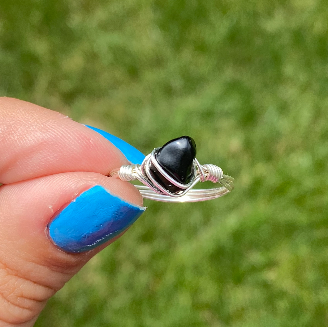 Obsidian Crystal Ring